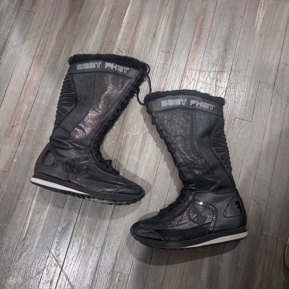 Baby Phat Black and Silver Winter Boots